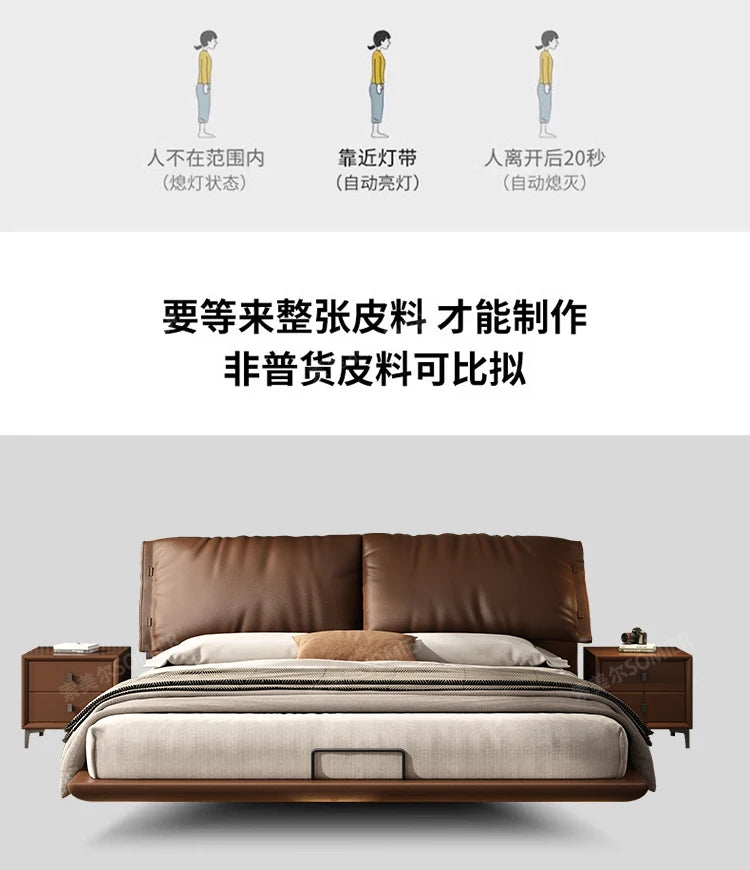 Soft Leather Luxury Double Bed Modern Adults Design Queen Loft Double Bed Bases Frames Camas De Dormitorio Bedroom Furniture