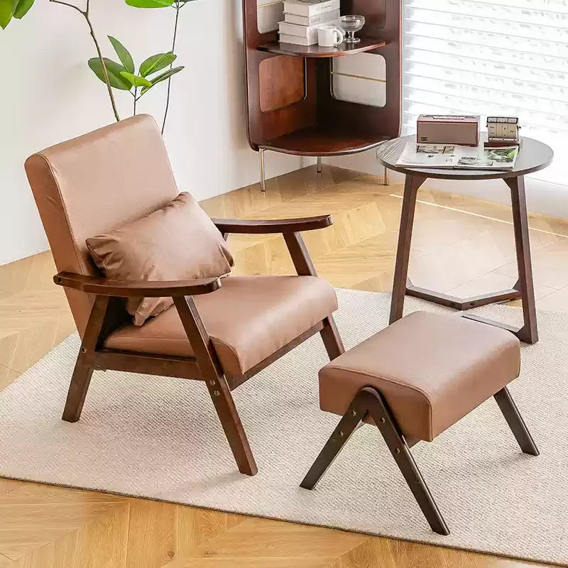 Single Sofa Chair, Boutique Hotel Guestroom Seat, Balcony Solid Wood Lounge Chair,    Leisure Chair for Cozy Spaces