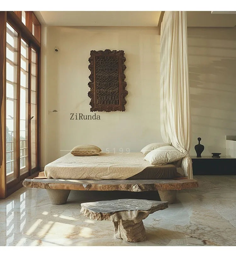 Simple tatami short bed solid wood floor bed 1.8 meters double bed