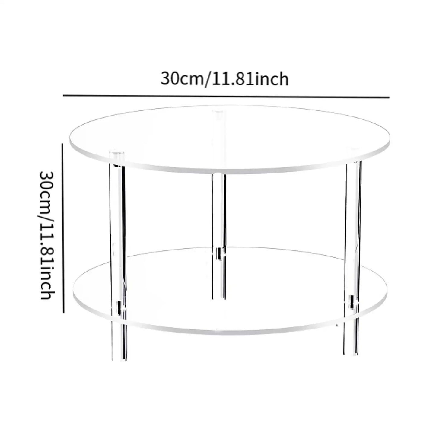 Acrylic Round Side Table, Easy Assembly for Small Space Small Furniture End Table for Balcony Bedroom Bathroom Office Hallway