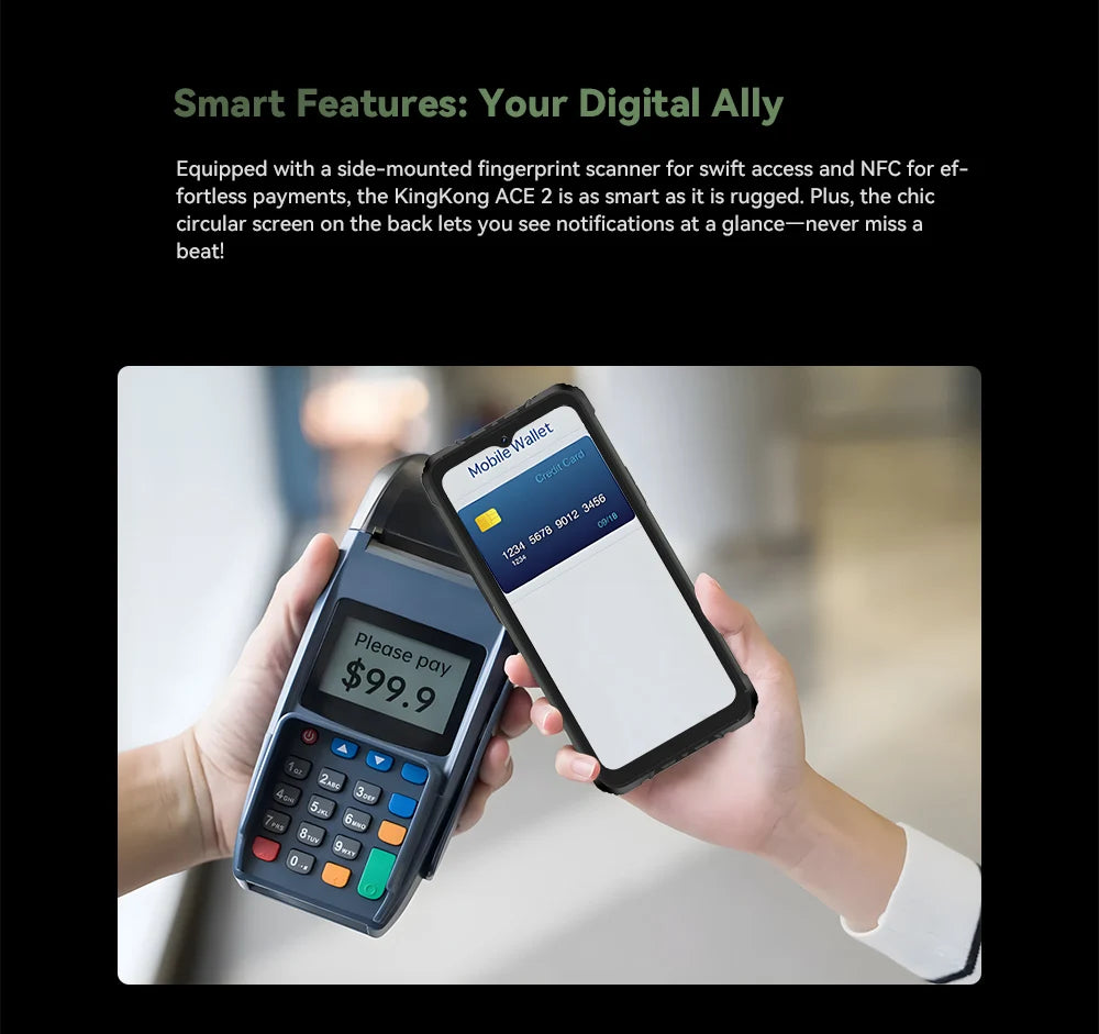 Cubot KingKong ACE 2 Ultra-thin Rugged Smartphone Android 14 16GB RAM(6GB+10GB),+128GB ROM 6.56" 90Hz Screen NFC Cell Phone