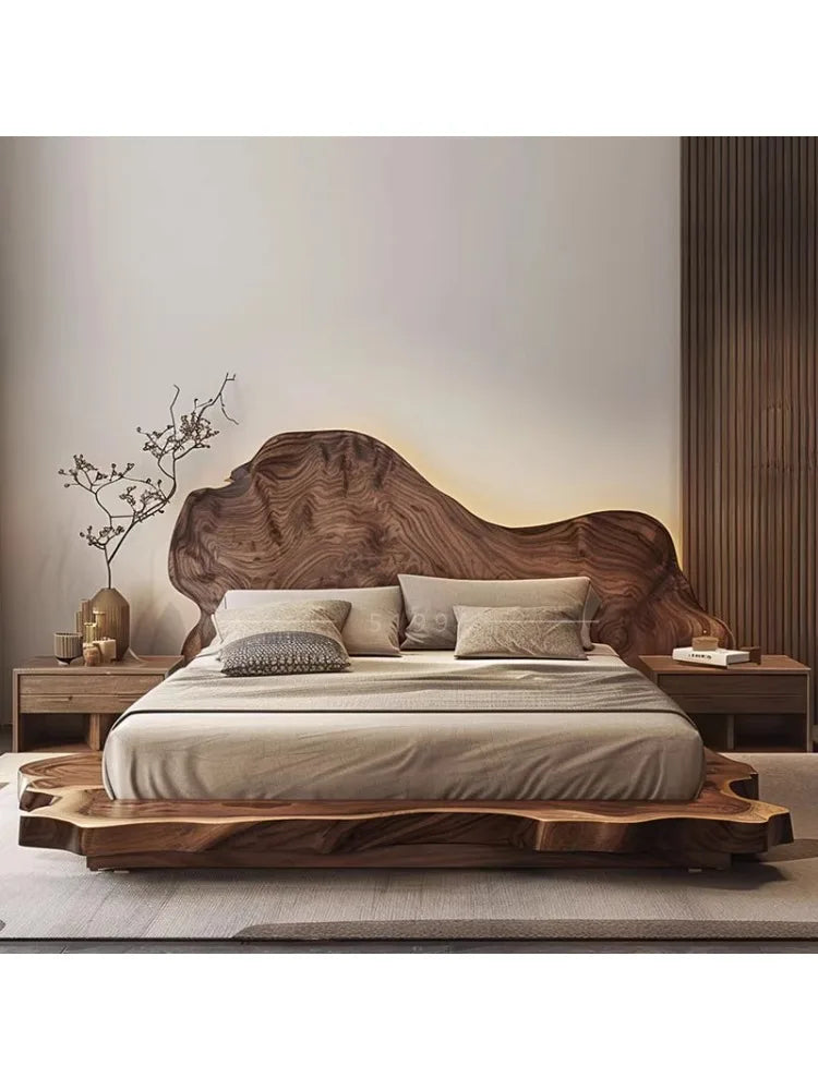 Simple tatami short bed solid wood floor bed 1.8 meters double bed