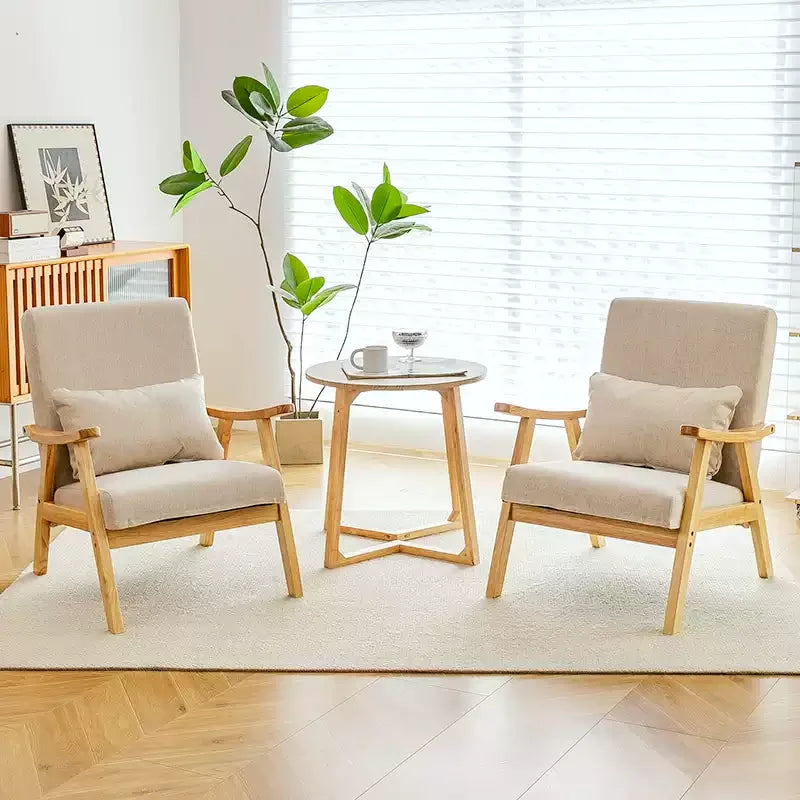 Single Sofa Chair, Boutique Hotel Guestroom Seat, Balcony Solid Wood Lounge Chair,    Leisure Chair for Cozy Spaces