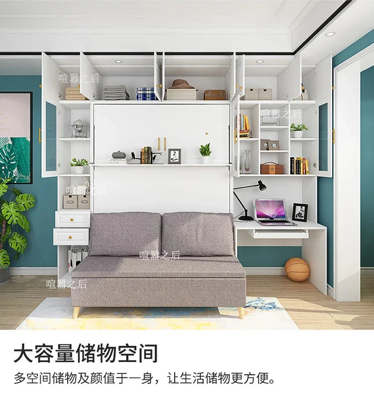 Modern Minimalist Multifunctional Invisible Bed with Sofa Folding Bed Cabinet Integrated Wall Invisible Bed