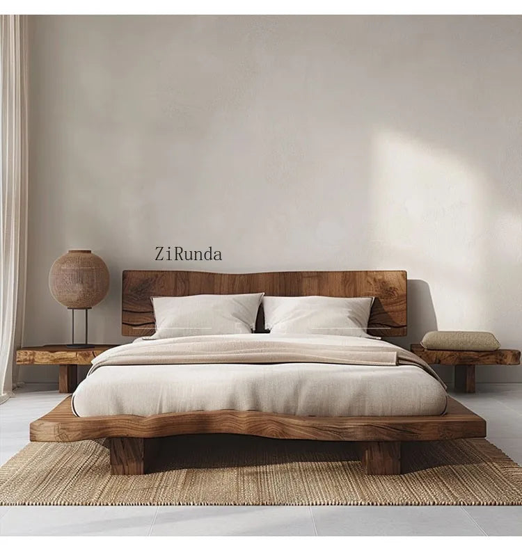 Simple tatami short bed solid wood floor bed 1.8 meters double bed