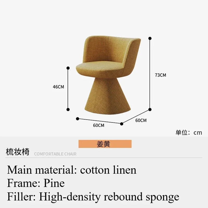 Italian Simple Dining Chair Rotable Vanity Chair Cream Style Home Bedroom Nordic Makeup Stool Hotel Reception Chair Furniture