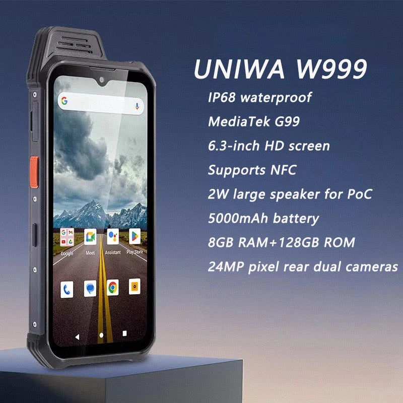 UNIWA W999 ATEX Rugged Waterproof Walkie Talkie 8GB+128GB 6.3 Inch FHD 5000mAh Smartphone Andriod 13 NFC Cell Phones Helio G99