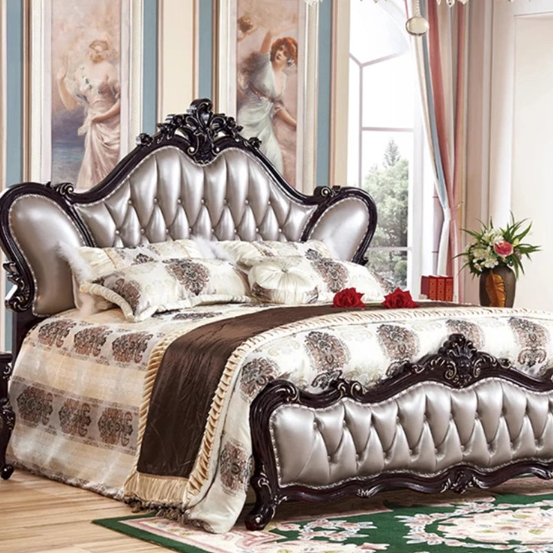 Adult European Bed Square Luxury High Quality Romantic Comfortable Bed Headboards Queen Frame Letto Matrimoniale Home Furniture