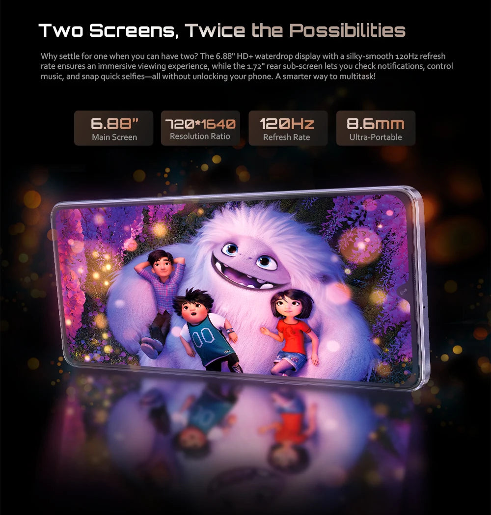 Cubot Smartphone P90,Dual Speakers,Android 15,6.88" 120Hz Display,24GB(12GB+12GB)RAM,256GB ROM,G100 Octa-core,64MP Camera,NFC