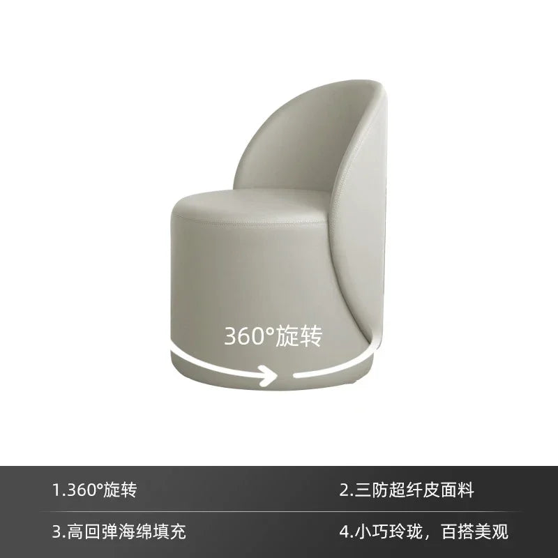 Professional Backrest Chair for Bedroom, Vanity Stool, Minimalist Makeup Seat, French Style, Home Furniture, Elegant
