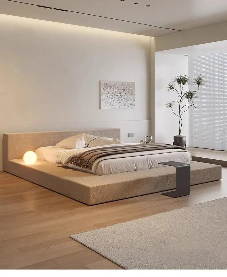 Japanese Minimalist Bed Tatami Cream Fashionable High Quality Modern Bed Wedding Confortable Double Muebles Bedroom Furniture