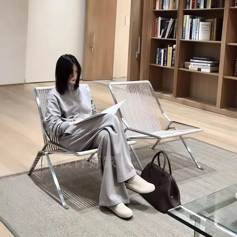 MOMO Bauhaus Single Lounge Chair Living Room Minimalist Rope Sofa Hotel Lounge Reception Chair Outdoor Woven Chair