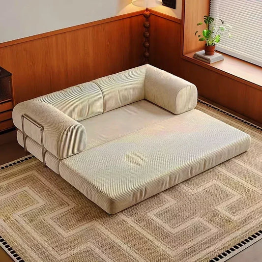 Elegant Italian Compressed Sofa Minimalist Retro Corduroy Sofa Bed Foldable Washable Customizable for Living Room
