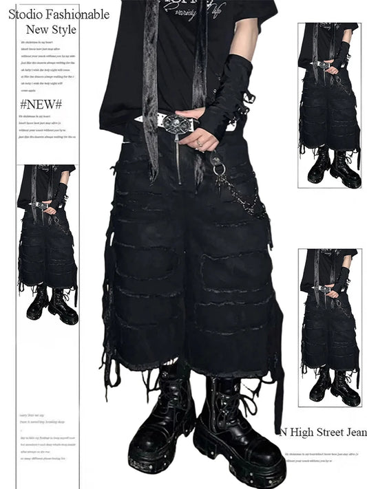 Summer Women Goblin Core Goth bi Y2k Jorts Gyaru Denim Shorts Japanese Harajuku Jean Pants Grunge Kpop Cyber Punk Dark Academia