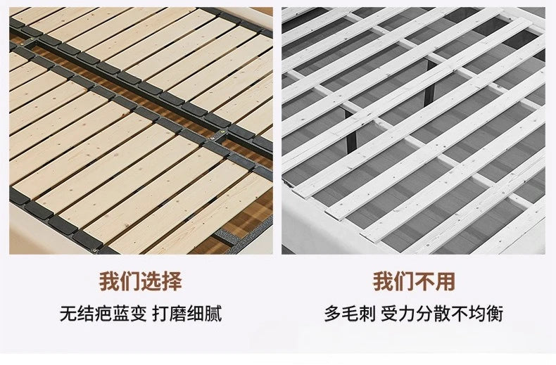 Cream Wind Tatami Floor To Ceiling Bed Master Bedroom Bed Light Luxury Fabric Logue Bed Minimalist Modern Luxury Bed 245cm Beds