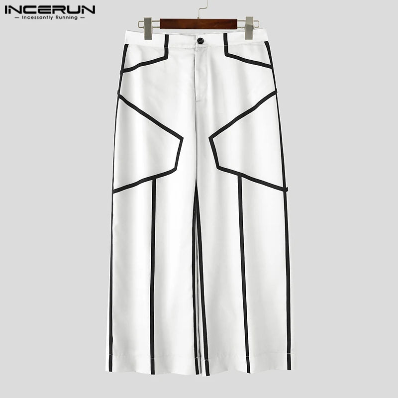 Fashion Print Men Wide Leg Pants Summer Spring Bottoms INCERUN Casual Pants Streetwear Oversize S-5XL Trousers Men's Clothing