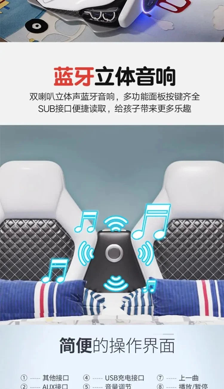 full king size Up down doors car children beds LED lights Bluetooth speakers double kids bedroom  bed bed base boy furniture