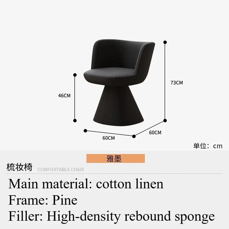 Italian Simple Dining Chair Rotable Vanity Chair Cream Style Home Bedroom Nordic Makeup Stool Hotel Reception Chair Furniture