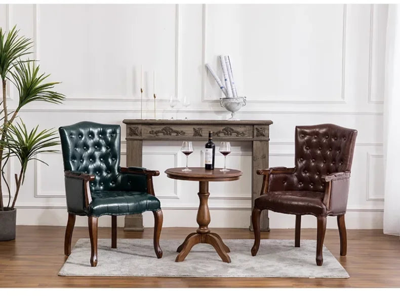 European Retro Single Leisure Armchair, Hotel Cafe Negotiation Tiger Chair,American Solid Wood Study Chair