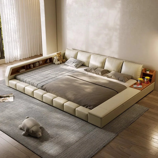 King Upholstered Modern Bed Unique Bookshelves Sleeping Multifunctional Bed Luxury Floor Camarotes Para Dormitorio Furnitures