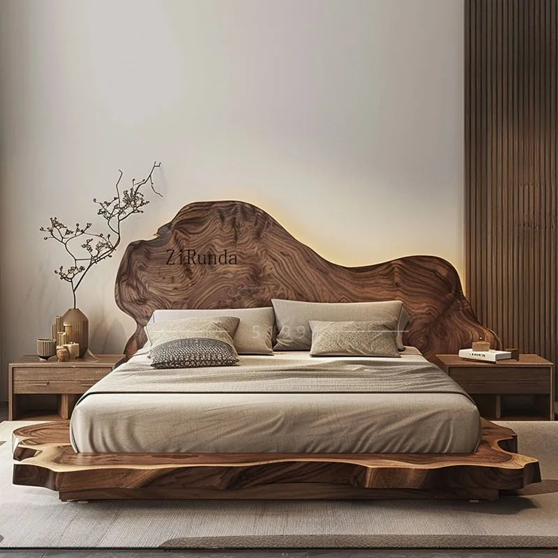 Simple tatami short bed solid wood floor bed 1.8 meters double bed