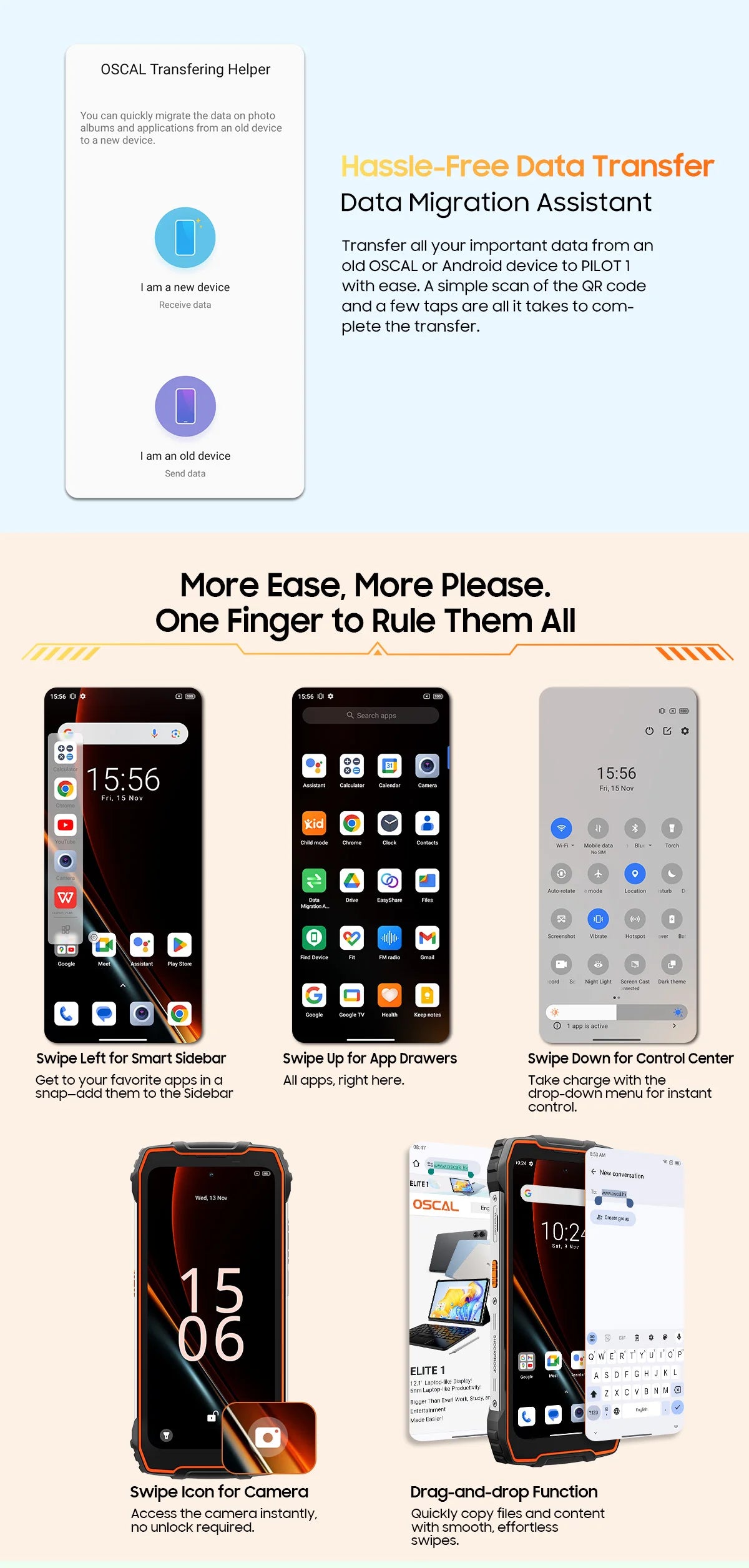 Blackview OSCAL PILOT 1 Rugged Phone, 6GB 256GB Smartphone Helio G81, 6.67'' Display Mobile Phone With 15000mAh, NFC Cellphones