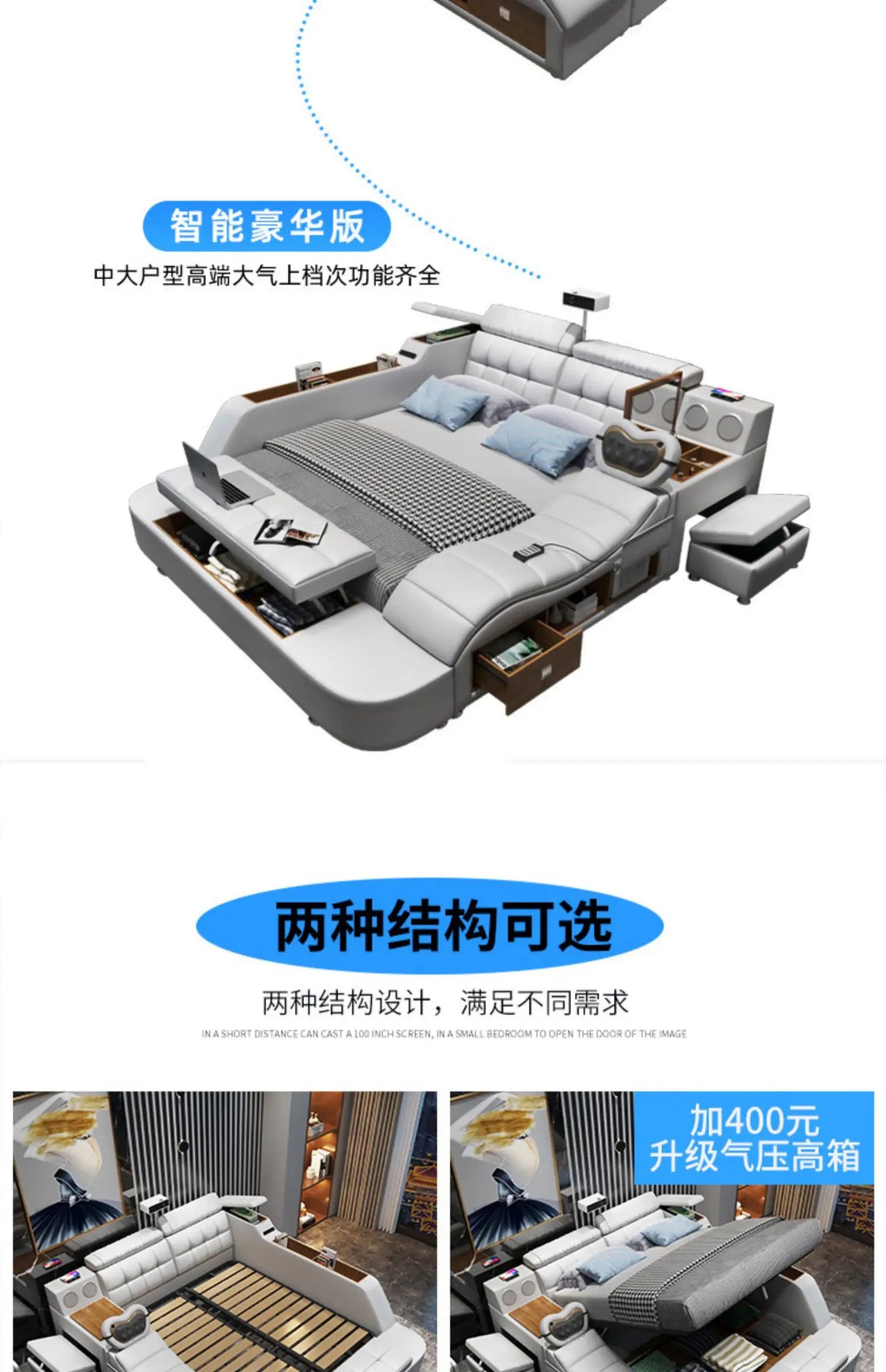 Cabinets Aesthetic Bed Reading Vanity King Massage Lounge Beds Luxury Bedroom Frame Camas Matrimoniales House Accessories