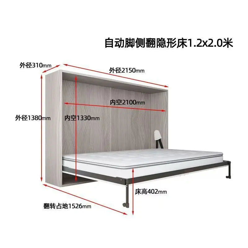 Invisible bed with wardrobe integrated multi-functional household small apartment double Murphy folding study wall bed combinati