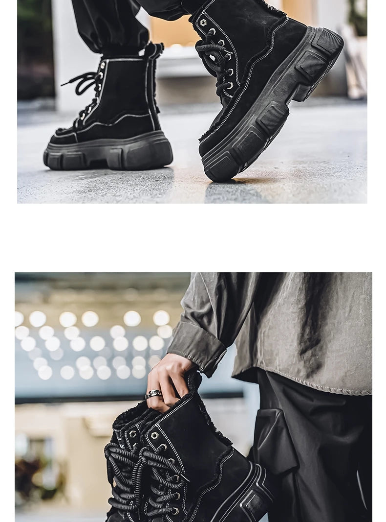 New Style Winter Retro Men's Ankle Tooling Boots High Quality Designed Casual Outdoor Mans Boot Platform British Style Men Shoes