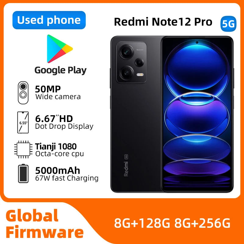 Redmi note 12 pro 5G Android 6.67 inch 8GB RAM 256GB ROM Unlocked All Colours in Good Condition Original used phone