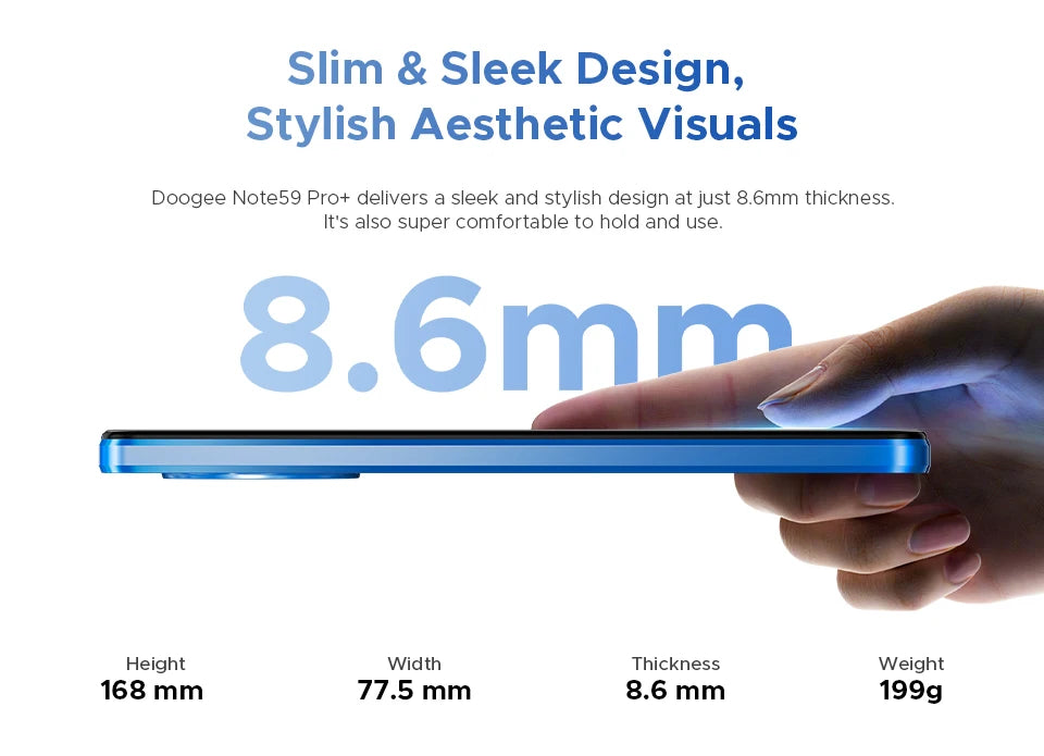 DOOGEE Note59 Pro+ 5G Smartphone Android 15 Global Version 6250mAh Battery 6.75'' 120Hz Display 12GB 512GB Mobile Phone NFC