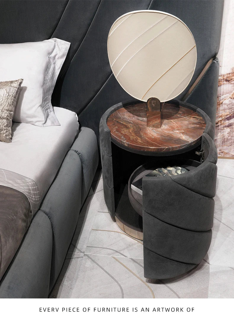 High-End Double Bed Modern Bedroom Furniture Set Villa Home Furniture Black King/Queen Size Bed Customizable Bedroom Bed Frame