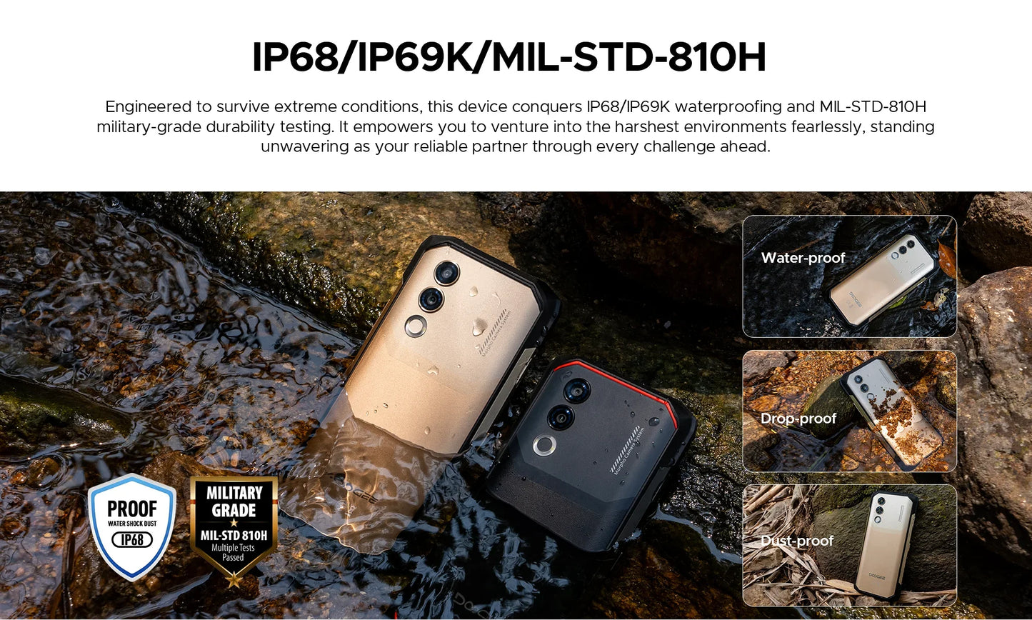 NEW DOOGEE Blade 20 Turbo 5G Rugged Phone 6.6″ Dimensity 7050 8GB+256GB Mobile Phone 10300mAh 50MP 90Hz Android15 Smartphone