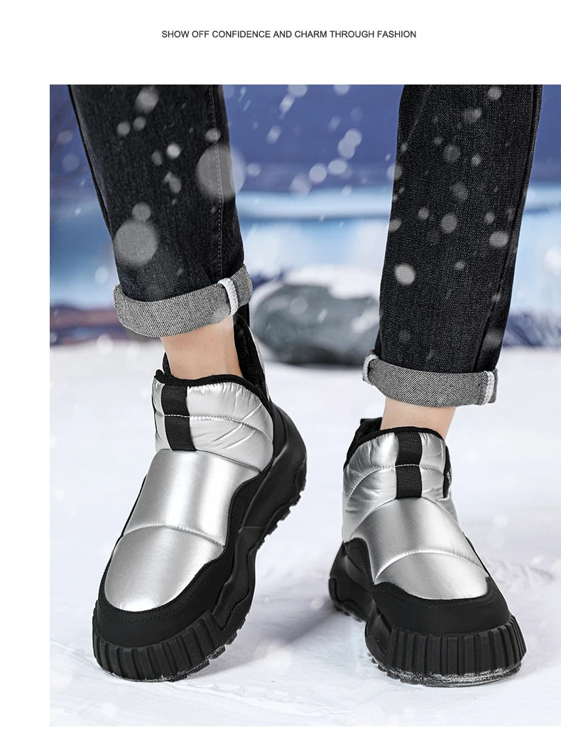 Trendy All-match Men's Snow Boot Men's Warm Low Top Anti-slip Wear-resistant Comfortable Thick Plush Boots for Men Cotton Shoe