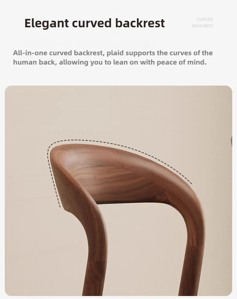 Italian Minimalist Solid Wood Dining Chair, Home Antique Style Backrest Chair, High-end Designer, Hotel Dining Study Chair