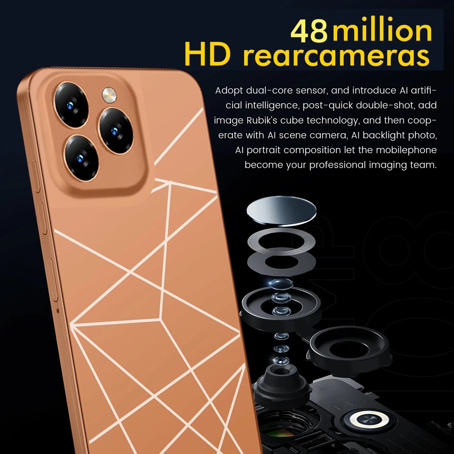 Smartphone A16 Pro,4G Phone Android,6.8in,8GB RAM,256GB ROM,Dual SIM,Mobile phones,Google Play Store,24+48MP,6800mAh,Cellphones