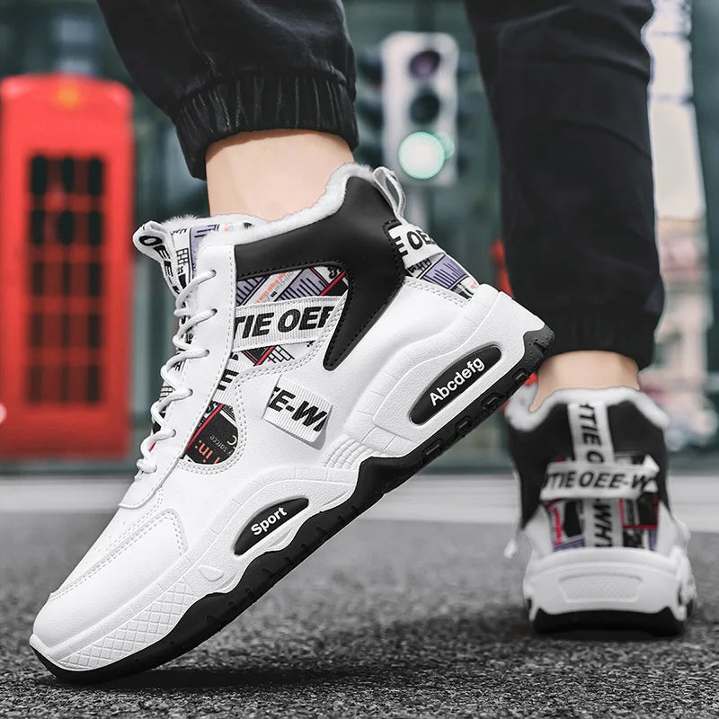 Mens Luxury Sneakers 2024 Winter Warm Platform Boots Mens Stylish Plus Velvet Designer Shoes Comfortable High Top Sports Boots