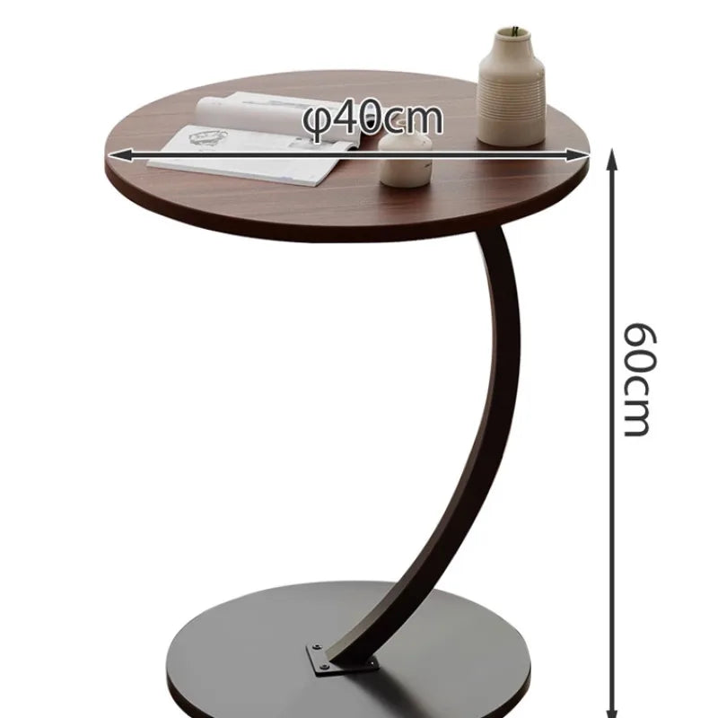 Light luxury round bedside coffee table home simple movable sofa side table for small apartments
