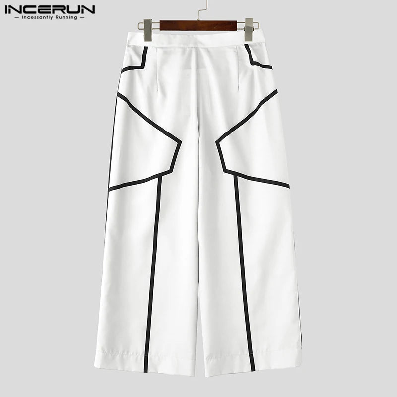 Fashion Print Men Wide Leg Pants Summer Spring Bottoms INCERUN Casual Pants Streetwear Oversize S-5XL Trousers Men's Clothing