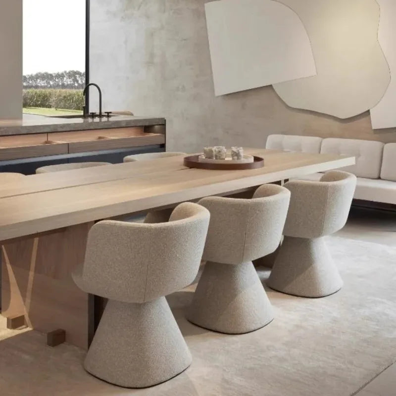 Italian Simple Dining Chair Rotable Vanity Chair Cream Style Home Bedroom Nordic Makeup Stool Hotel Reception Chair Furniture