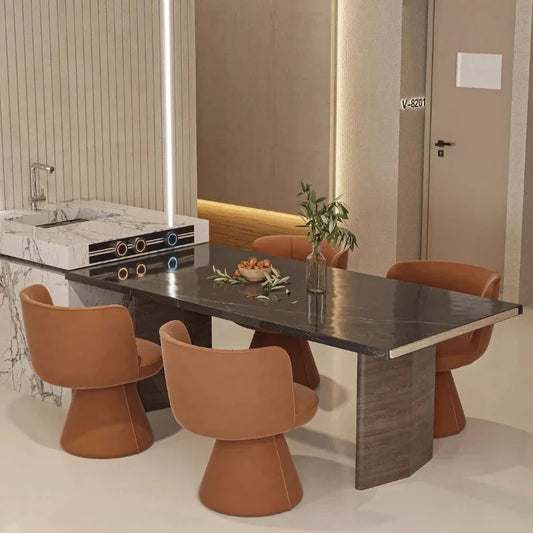 Italian Simple Dining Chair Rotable Vanity Chair Cream Style Home Bedroom Nordic Makeup Stool Hotel Reception Chair Furniture