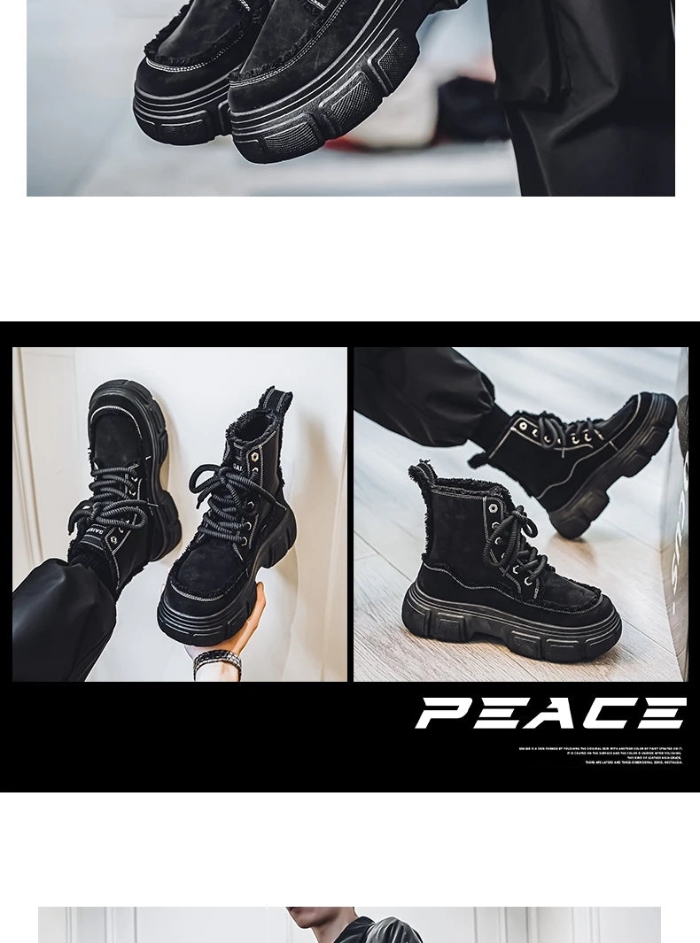 New Style Winter Retro Men's Ankle Tooling Boots High Quality Designed Casual Outdoor Mans Boot Platform British Style Men Shoes