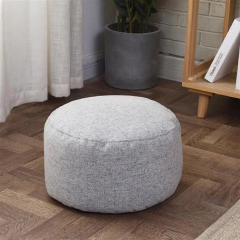 Linen Bean Bag Chair with Filling Beanbag Pouf Ottoman Footstool Tatami Round Stool Futon Puff Relax Lounge Furniture