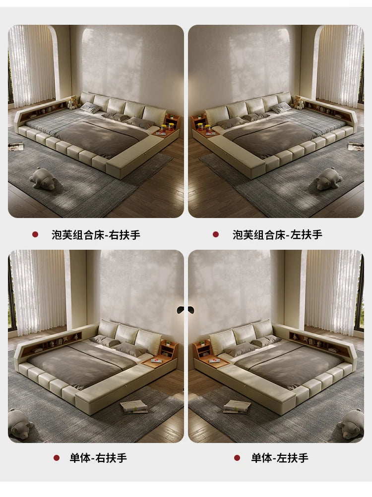 King Upholstered Modern Bed Unique Bookshelves Sleeping Multifunctional Bed Luxury Floor Camarotes Para Dormitorio Furnitures