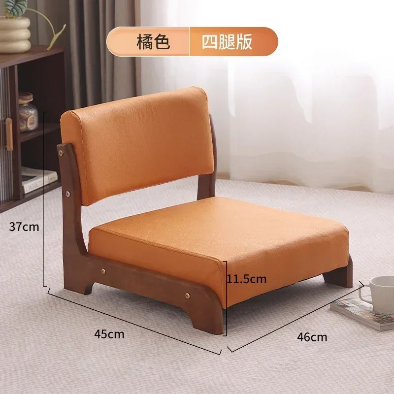 Japanese Tatami Chair Backrest Solid Wood Bed Legless Seat Bay Window Single Lazy Sofa Floor Chair Bedroom Sitting Furniture