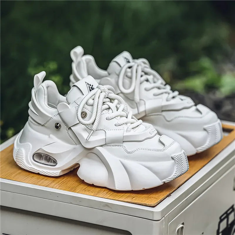 Fashion Thick Bottom Men's Casual Shoes New Rock Style Designer Platform Breathable Big Head Leather Male Sneakers Sport Shoes