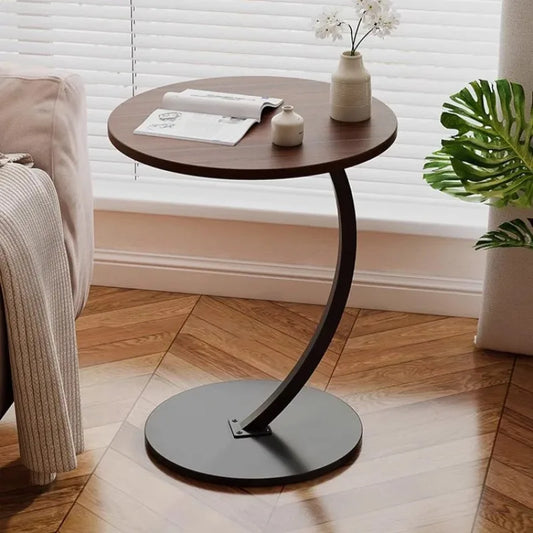 Light luxury round bedside coffee table home simple movable sofa side table for small apartments