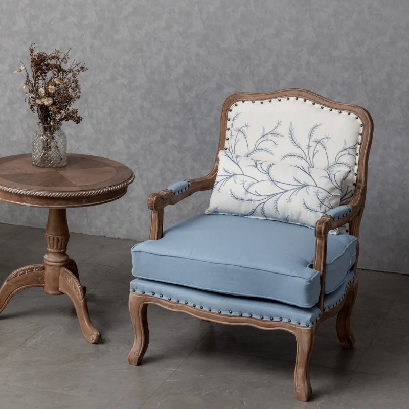 chairRetro solid wood single American country sofa small apartment fabric cafe hotel bedroom back sofachair