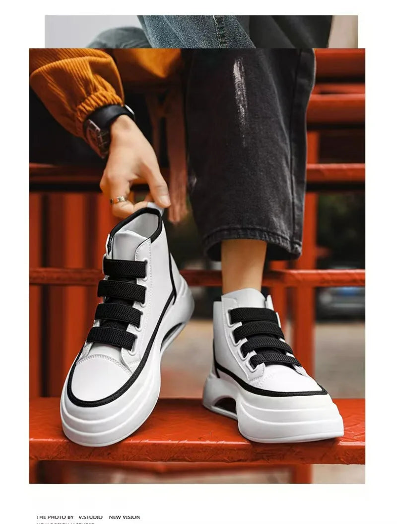High Top Men's Shoes 2025 Spring Autumn Brand White Casual Sneaker Platform Luxury Designer Men Ankle Boots zapatos para hombre