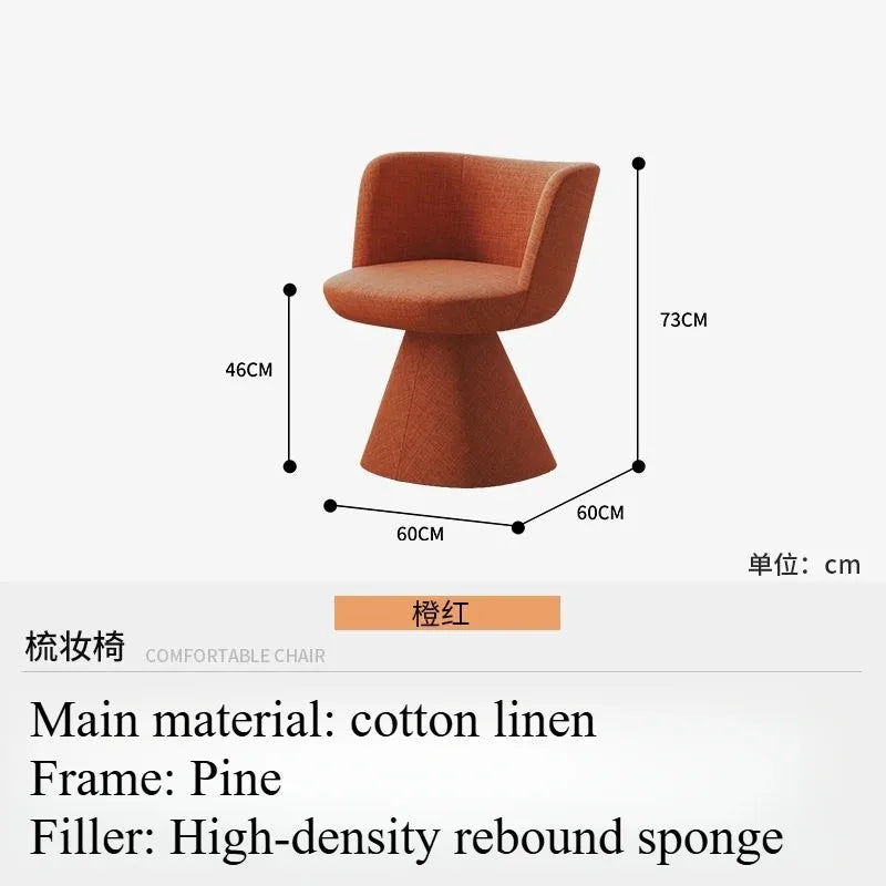 Italian Simple Dining Chair Rotable Vanity Chair Cream Style Home Bedroom Nordic Makeup Stool Hotel Reception Chair Furniture